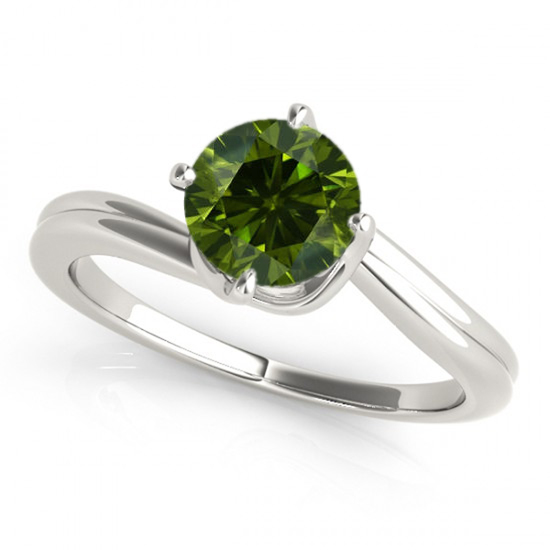 ... Fancy Green Diamond Solitaire Wedding Ring 14k White Gold Best Price